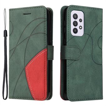 KT Leather Series-1 Tofarget skjøtedesign PU-skinn lommebokstativ Mobiltelefondeksel Stand med håndstropp for Samsung Galaxy A33 5G