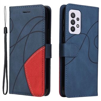 KT Leather Series-1 Tofarget skjøtedesign PU-skinn lommebokstativ Mobiltelefondeksel Stand med håndstropp for Samsung Galaxy A33 5G