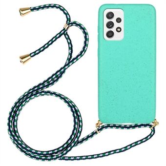 For Samsung Galaxy A33 5G Hanging Strap Design Mobiltelefondeksel TPU + Hvetestrå Anti-ripe Telefonbakdeksel