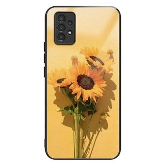 For Samsung Galaxy A33 5G TPU + herdet glass, solsikkemønster, telefonveske, fallsikkert bakdeksel