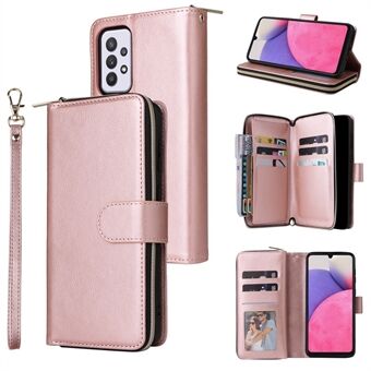 For Samsung Galaxy A33 5G Glidelås Lommebok Etui Kortholdere Lærtelefondeksel