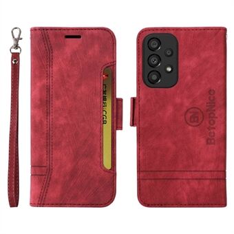 BETOPNICE 001 For Samsung Galaxy A33 5G PU-skinn+TPU-telefonveske med påtrykt sømlinje Dekor Telefondeksel Stand lommebok