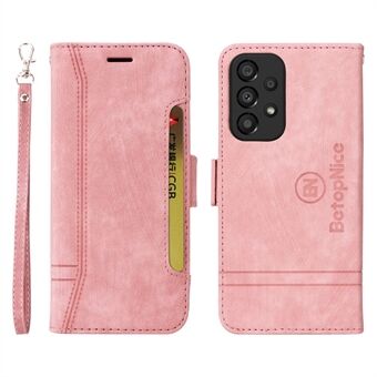 BETOPNICE 001 For Samsung Galaxy A33 5G PU-skinn+TPU-telefonveske med påtrykt sømlinje Dekor Telefondeksel Stand lommebok