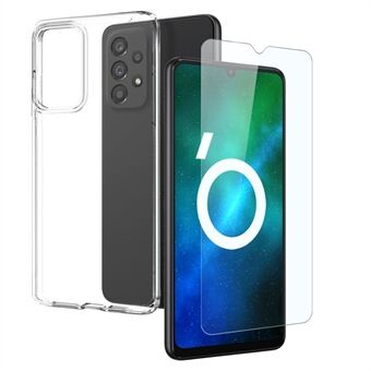 NORTHJO For Samsung Galaxy A33 5G 2-i-1 Anti- Scratch TPU-telefondeksel + Ultraklart skjermbeskytter i herdet glass - Gjennomsiktig