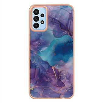 YB IMD Series-16 Style E for Samsung Galaxy A33 5G IMD marmormønster Støtsikker telefonveske Galvaniseringsramme 2,0 mm mykt TPU-deksel