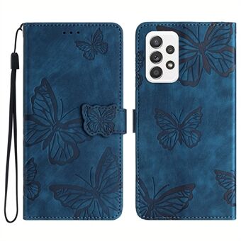 For Samsung Galaxy A33 5G Skin-Touch-telefonveske Butterfly-påtrykt beskyttende lommeboktelefondeksel i lær