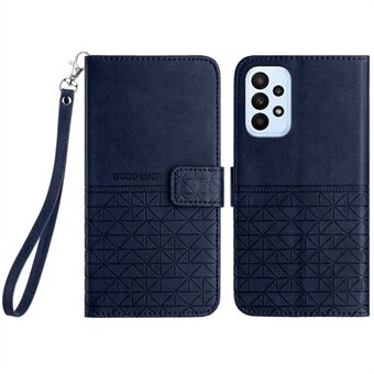 For Samsung Galaxy A33 5G Mikrofiber Skinntelefondeksel Geometrisk Mønstret Cover med Stativ Lommebok.