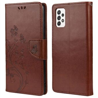 For Samsung Galaxy A53 5G Butterfly Flower Imprinted Leather Stand Lommebokdeksel Telefonveske