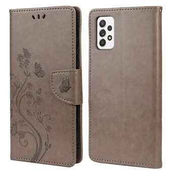 For Samsung Galaxy A53 5G Butterfly Flower Imprinted Leather Stand Lommebokdeksel Telefonveske