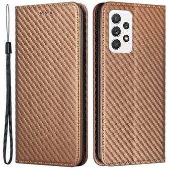 For Samsung Galaxy A53 5G Carbon Fiber Texture Magnetisk Autoabsorbert PU-skinnveske med Stand