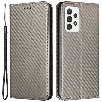 For Samsung Galaxy A53 5G Carbon Fiber Texture Magnetisk Autoabsorbert PU-skinnveske med Stand