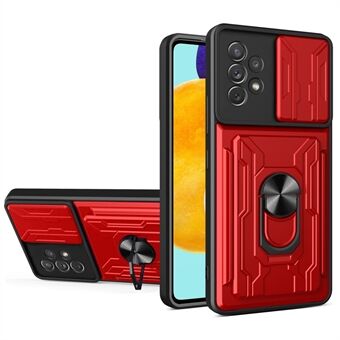 Kickstand Kameradeksel Skyv Anti- Scratch Hard PC Myk TPU-veske med kortholderspor for Samsung Galaxy A53 5G