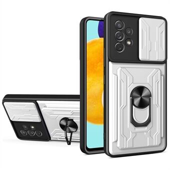 Kickstand Kameradeksel Skyv Anti- Scratch Hard PC Myk TPU-veske med kortholderspor for Samsung Galaxy A53 5G