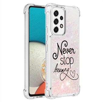 LE2-serien Quicksand Moving Glitter Støtsikre hjørner TPU-telefonveske Mønsterutskrift Beskyttelsesdeksel for Samsung Galaxy A53 5G