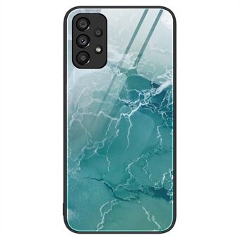 For Samsung Galaxy A53 5G marmormønsterutskrift Herdet glass bakdeksel Bakdeksel Slim Fit Støtsikker TPU-ramme beskyttelsesdeksel