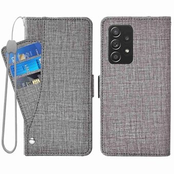 For Samsung Galaxy A53 5G Jean Cloth Texture Telefondeksel PU-skinn Stand Roterende kortspor Folio Flip-veske