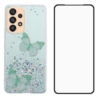 WANLONFENG AW-serien for Samsung Galaxy A53 5G-deksel med skjermbeskytter 2-i-1 TPU estetisk telefondeksel