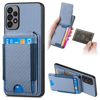 C1-12 For Samsung Galaxy A53 5G Etui Kort Holder Skinnbelagt PC+TPU Telefon Deksel Justerbart Stativ