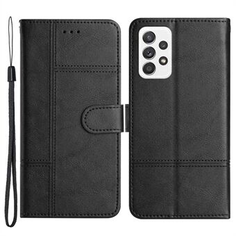 For Samsung Galaxy A53 5G PU Leather Business Lommebok Telefonveske linjer påtrykt sandflip magnetisk beskyttelsesdeksel med stropp