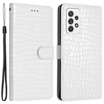 For Samsung Galaxy A53 5G Crocodile Texture Telefonveske Bump-proof lærdeksel Stand lommebok med håndstropp