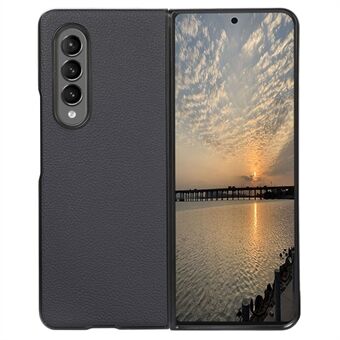 For Samsung Galaxy Z Fold4 5G Litchi Texture telefonveske i ekte skinnbelagt TPU + PC-beskyttelse bakdeksel