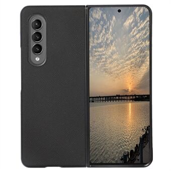 For Samsung Galaxy Z Fold4 5G Cross Texture Non-Slip Grip Bakveske PU-skinnbelagt PC + TPU støtsikkert deksel