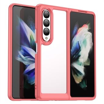 Klart telefondeksel for Samsung Galaxy Z Fold4 5G, TPU-ramme Akryl bakdeksel Børstet anti-fingeravtrykkbeskytter med uavhengige knapper