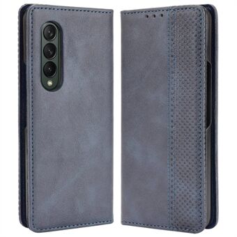 For Samsung Galaxy Z Fold4 5G Støtsikker Retro Texture Telefon Flip Lærveske Stand Magnetisk autolukking Slitasjebestandig telefondeksel