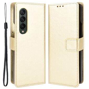 PU-skinntelefondeksel til Samsung Galaxy Z Fold4 5G, Crazy Horse Texture Folio Flip-deksel med Stand / kortspor