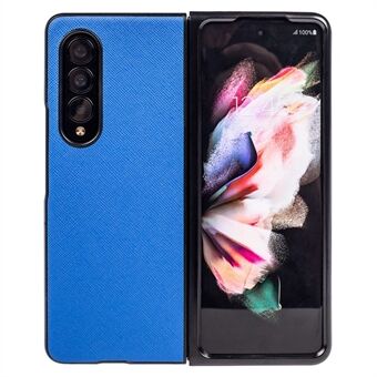 For Samsung Galaxy Z Fold4 5G Anti- Scratch telefonveske Cross Textured PU Leather Coated PC-telefondeksel