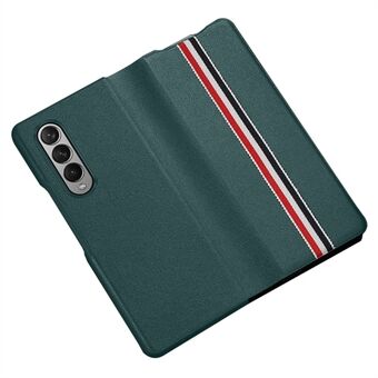 For Samsung Galaxy Z Fold4 5G stripemønster trykt sammenleggbart etui Ekte lær Godt beskyttet telefondeksel