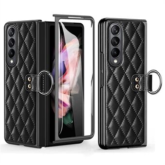 For Samsung Galaxy Z Fold4 5G Finger Ring Design, Rhombus Imprinted Anti-scratch Leather Coated PC Electroplating Case with Tempered Glass Screen Film

For Samsung Galaxy Z Fold4 5G Finger Ring Design, Rombusmønstret Antiripeskinnbelagt PC-elektroplaterin