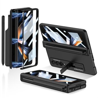 GKK For Samsung Galaxy Z Fold4 5G Magnetic Absorption Hinge Hard PC-telefonveske med stativ og pennespor (uten skjermbeskytter)