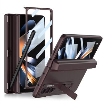 GKK For Samsung Galaxy Z Fold4 5G Magnetisk pennholder Hengsel Telefonveske Kickstand PC-deksel med skjermbeskytter i herdet glass