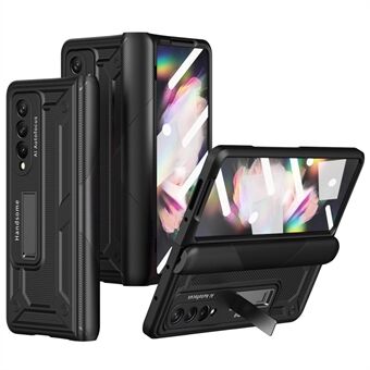 For Samsung Galaxy Z Fold4 5G Anti-drop sammenleggbar telefonveske Kickstand Magnetisk hengsel smarttelefondeksel med herdet glass skjermbeskytterfilm