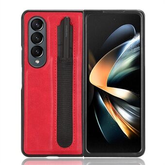 For Samsung Galaxy Z Fold4 5G Retro Texture PU-skinn + hardt PC-skall Støtsikkert anti- Scratch telefondeksel med penneholder