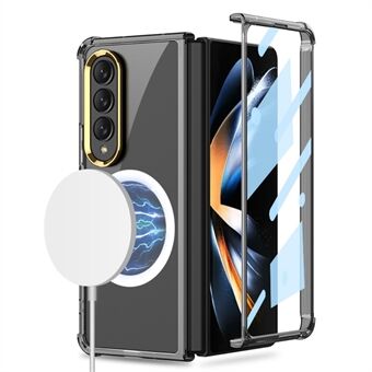 GKK Kompatibel med MagSafe Telefondeksel for Samsung Galaxy Z Fold4 5G Støtsikkert Mykt TPU Deksel Anti-Fall Slankt Telefondeksel med Herdet Glassfilm