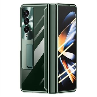 For Samsung Galaxy Z Fold4 5G Anti-Fall Slim Case Elektroplettering Hard PC-telefonskall Støtsikkert støttedeksel med HD-skjermbeskytter