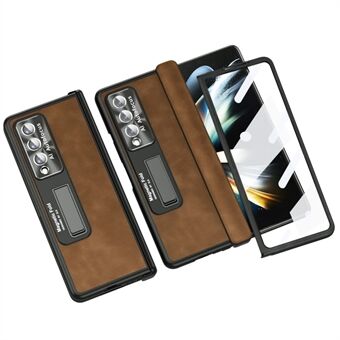 Hard PC-skinnbelagt deksel for Samsung Galaxy Z Fold4 5G Anti-Drop Telefonveske Støtsikkert deksel med støtte for støtte for trådløs lading