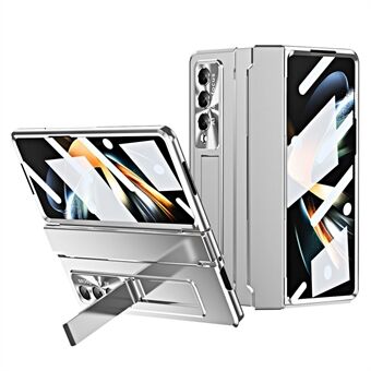 For Samsung Galaxy Z Fold4 5G sammenleggbart telefondeksel Kickstand Design PC-deksel med linsefilm og skjermfilm