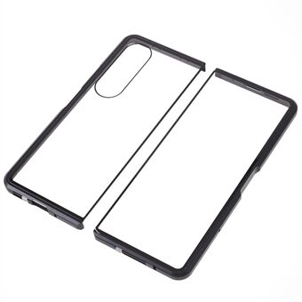 For Samsung Galaxy Z Fold4 5G telefondeksel Magnetisk adsorpsjon metallramme + herdet glass klart telefondeksel