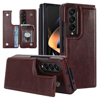 ZD018 kortholder telefonveske for Samsung Galaxy Z Fold4 5G , PU-skinn+PC-stativ dobbelt magnetisk låsdeksel