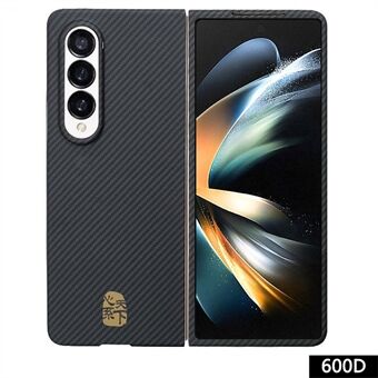 For Samsung Galaxy Z Fold4 5G-etui i aramidfiber med 600D fin tekstur til smarttelefon (stort hull for bakkamera) - Gull kinesisk tegn