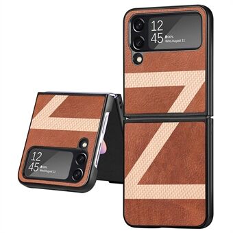 For Samsung Galaxy Z Flip4 5G telefondeksel, Z-bokstavskjøting PU-skinnbelegg PC-beskyttelsesdeksel