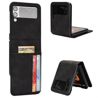 Skin-touch telefondeksel for Samsung Galaxy Z Flip4 5G, separerbar design lommebok kortholder skinnbelagt PC-deksel