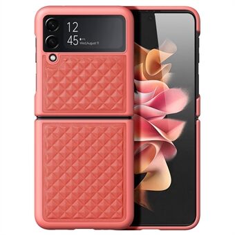 DUX DUCIS Venice Series for Samsung Galaxy Z Flip4 5G Anti- Scratch Rhombic Grid Texture Case Ekte lærbelagt hardt PC sammenleggbart bakdeksel