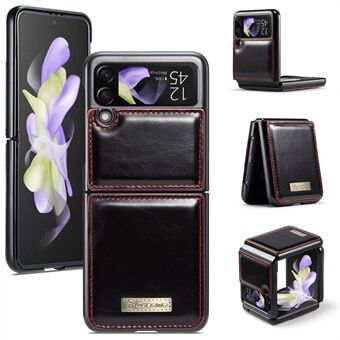 CASEME 003-serien for Samsung Galaxy Z Flip4 5G PU-skinnbelagt PC sammenleggbar telefonveske Voksaktig tekstur Anti-dråpebeskyttelsesdeksel