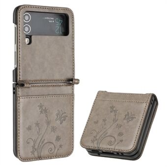 For Samsung Galaxy Z Flip4 5G PU-skinntrykkende blomstersommerfugler telefondeksel Anti-dråpebeskyttelsesveske