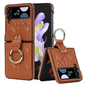 ZD 015 Classic Stitched Shockproof Case for Samsung Galaxy Z Flip4 5G PU Lær Hard PC-telefondeksel med spenne