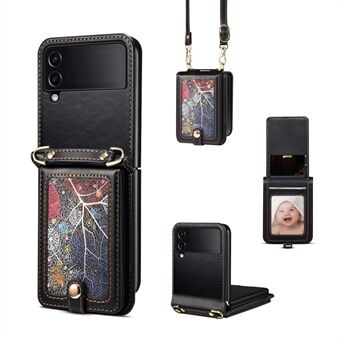 For Samsung Galaxy Z Flip4 5G Etui Anti-Ripe Mønster Kortholder Telefonomslag